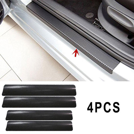 4Pc Car Carbon Fiber Door Plate Stickers