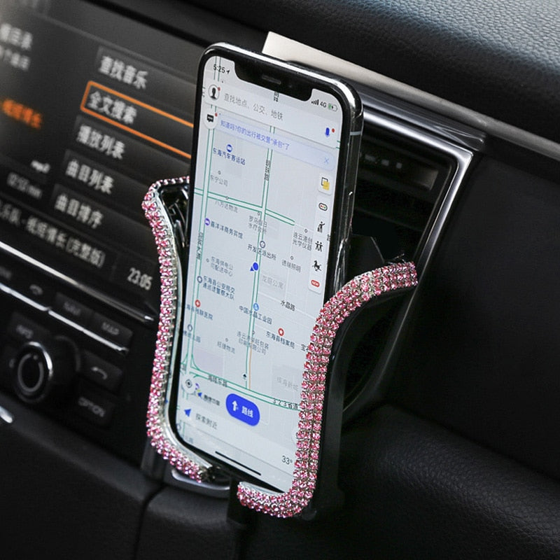 Universal Car  Air Vent Phone Holder with Bing Crystal Rhinestone
