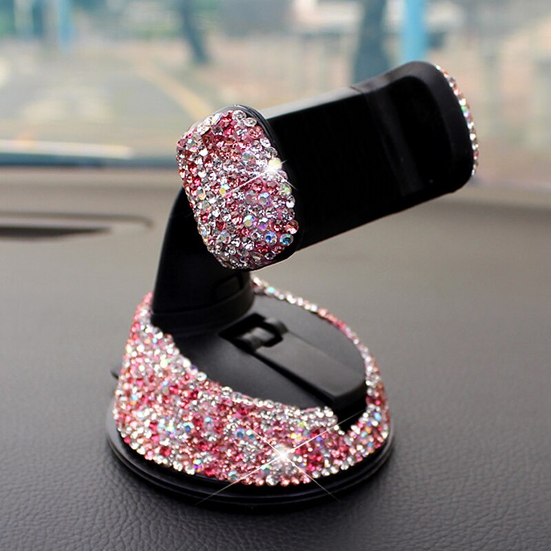 Crystal Diamond 3 in 1 360 Degree Car Phone Holder for Dashboard & Air Vent