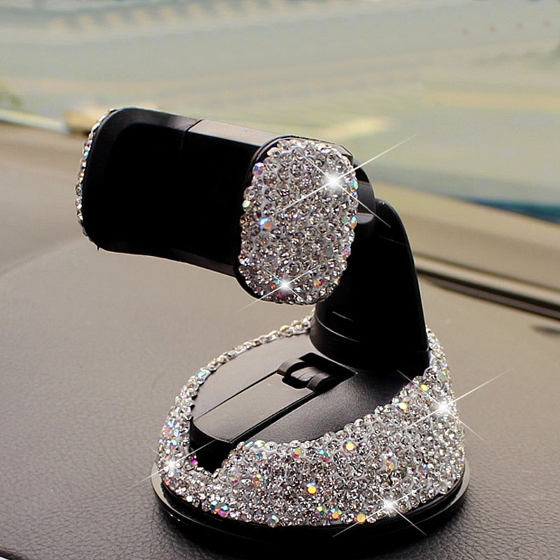 Crystal Diamond 3 in 1 360 Degree Car Phone Holder for Dashboard & Air Vent